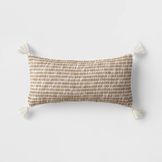 Woven Outdoor Lumbar Throw Pillow Natural - Threshold™ | Target