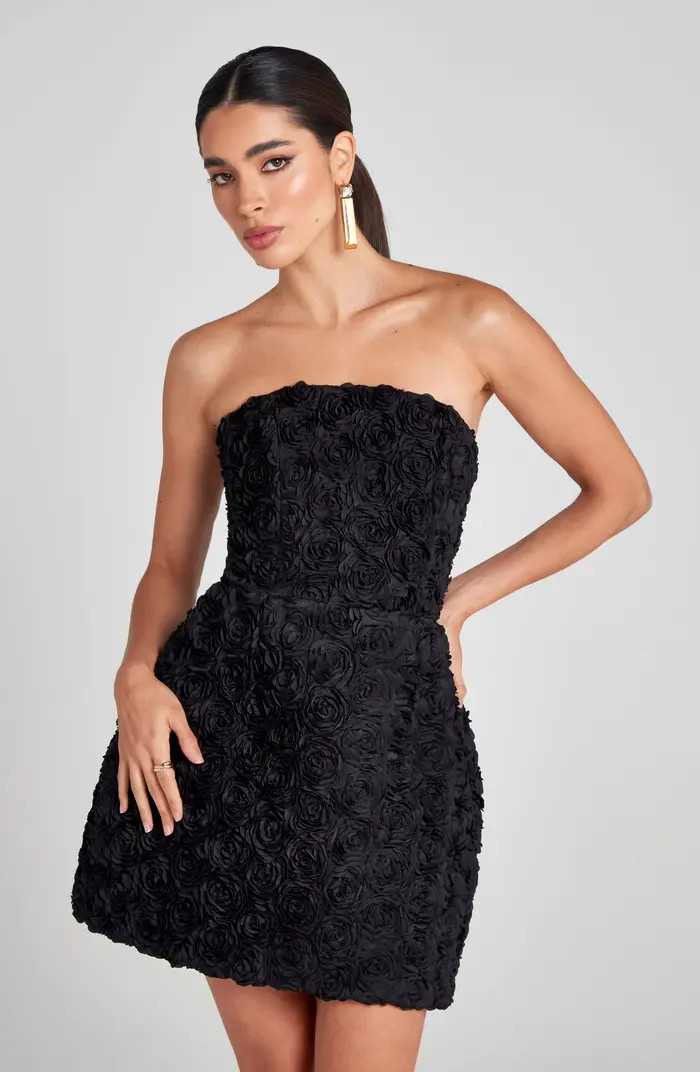 NADINE MERABI Maisy Rosette Strapless Minidress | Nordstrom | Nordstrom