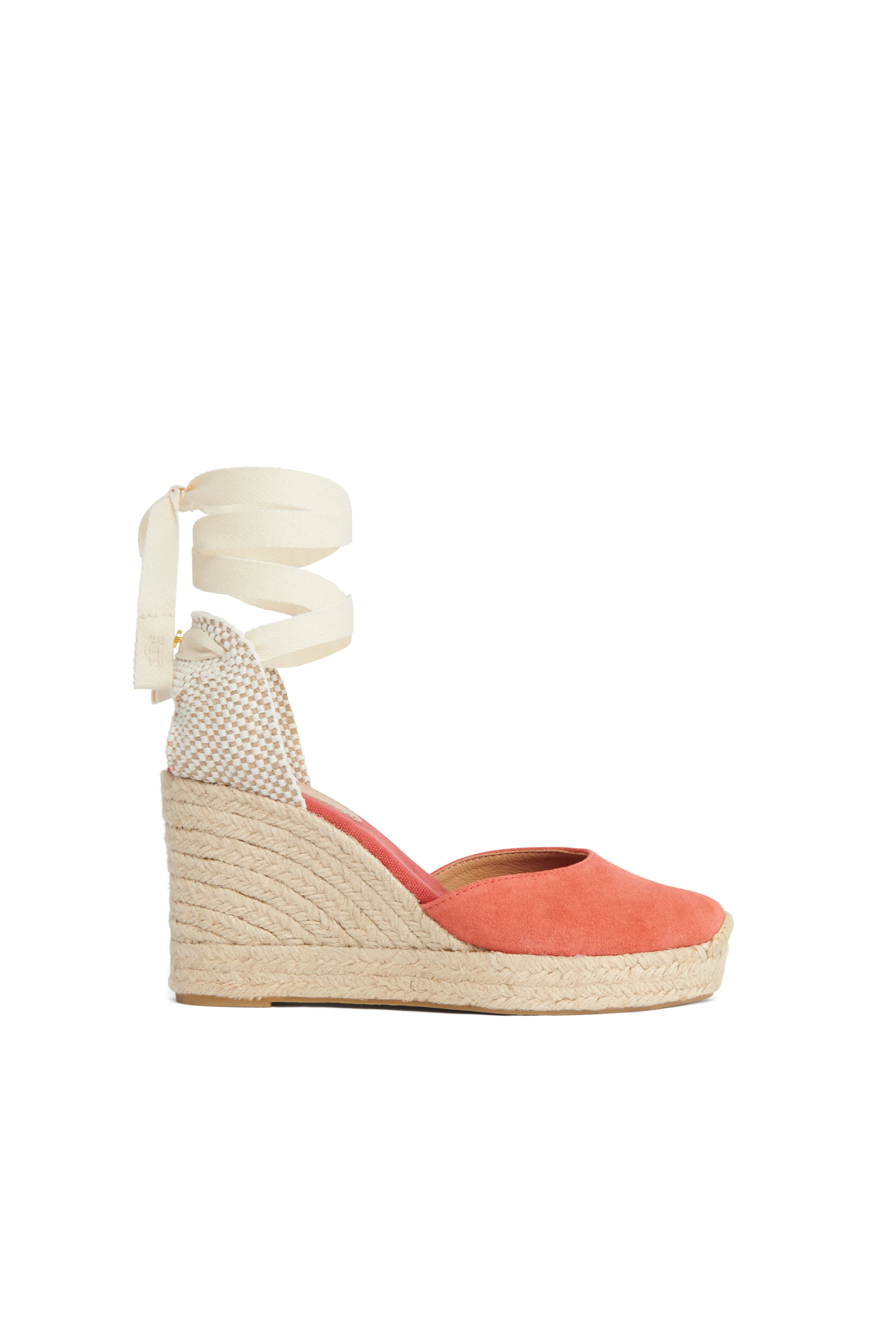 Seville Wedge Espadrille (Coral) | Holland Cooper