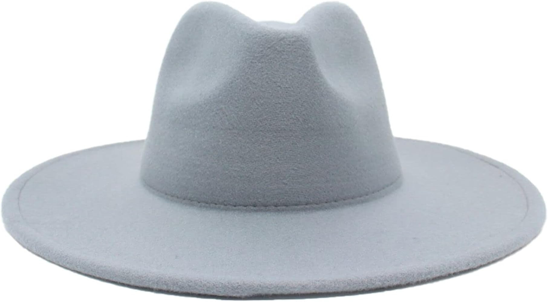 YESBOR Womens Mens Retro Wide Brim Fedora Trilby Hat Vintage Solid Color Jazz Cap | Amazon (US)
