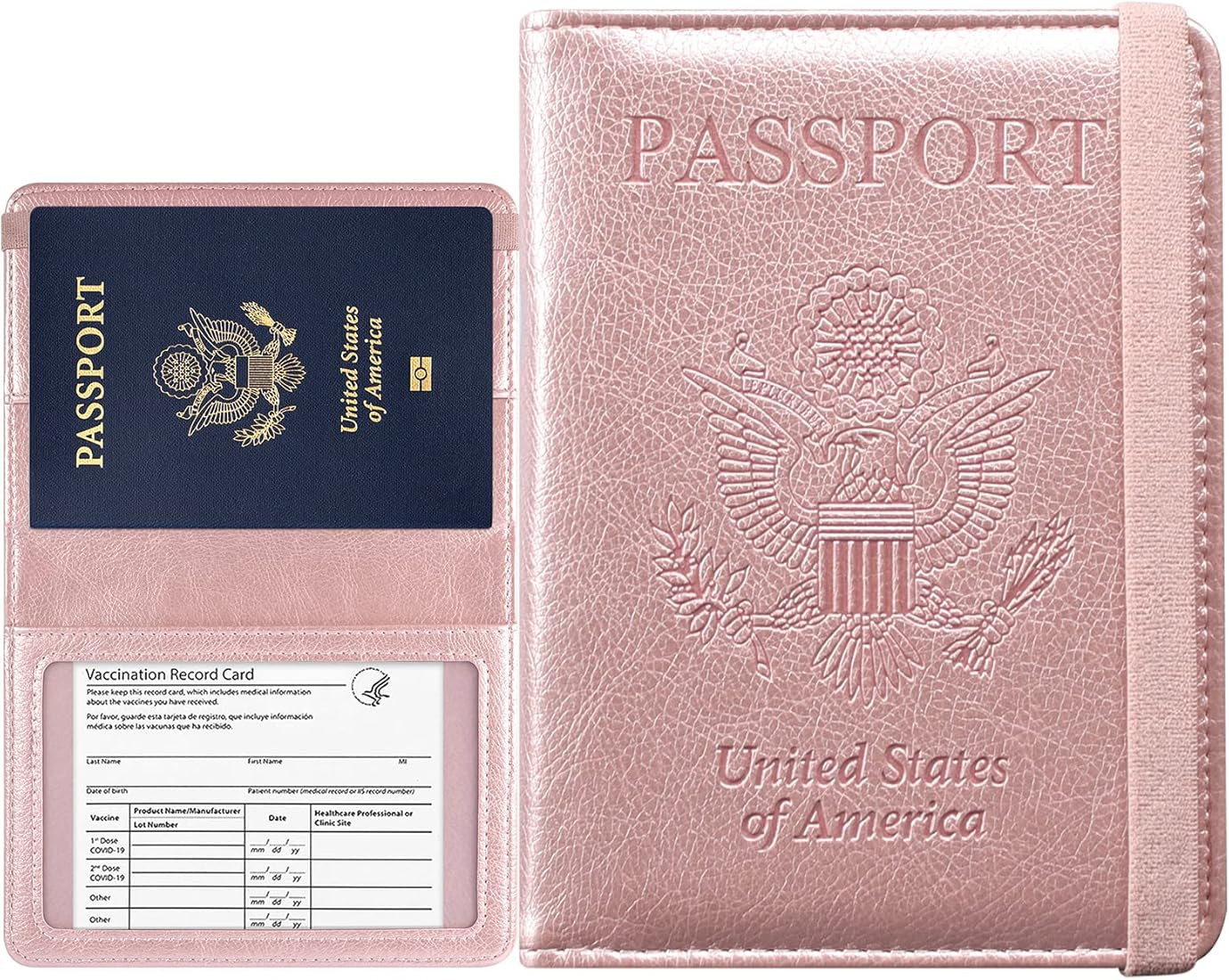 ACdream Passport and Vaccine Card Holder Combo, Leather Cover Case with Vaccination Card Slot, Trave | Amazon (US)