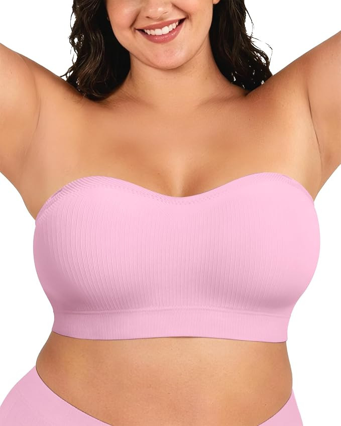 OEAK Womens Push Up Strapless Bras Wireless Bandeau Plus Size Seamless Bra | Supportive,for large... | Amazon (US)