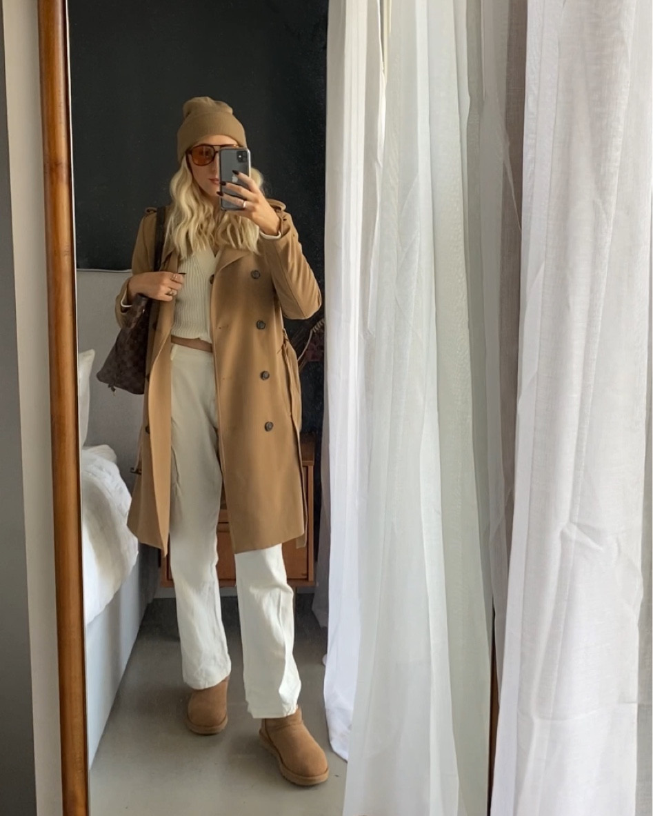 Ugg styling, ugg boots, fall outfit, winter outfit, trench coat 