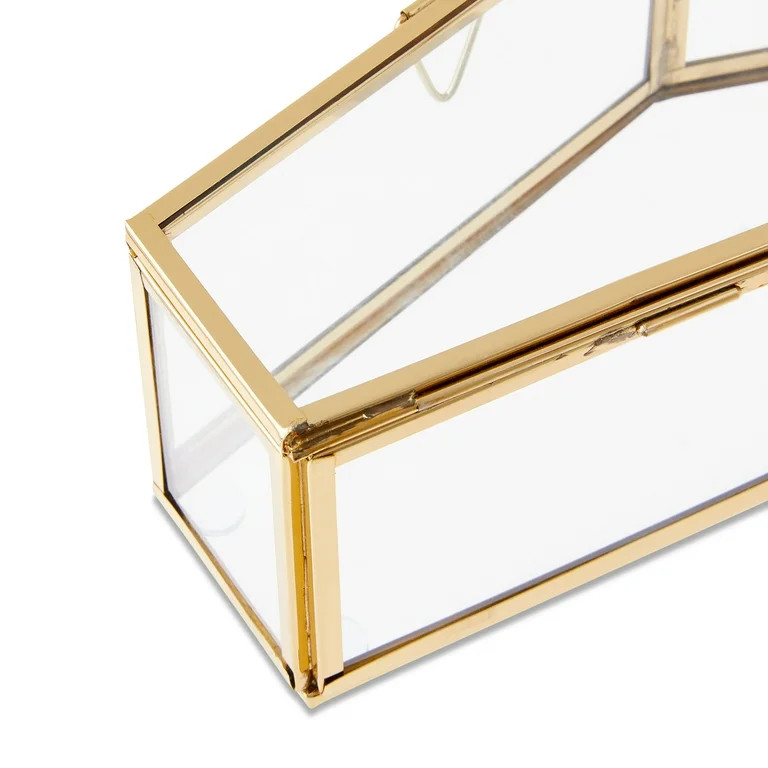 Glass & Steel Coffin Tabletop Decor, Clear & Gold, 7.75" x 3.75", Halloween by Way To Celebrate -... | Walmart (US)