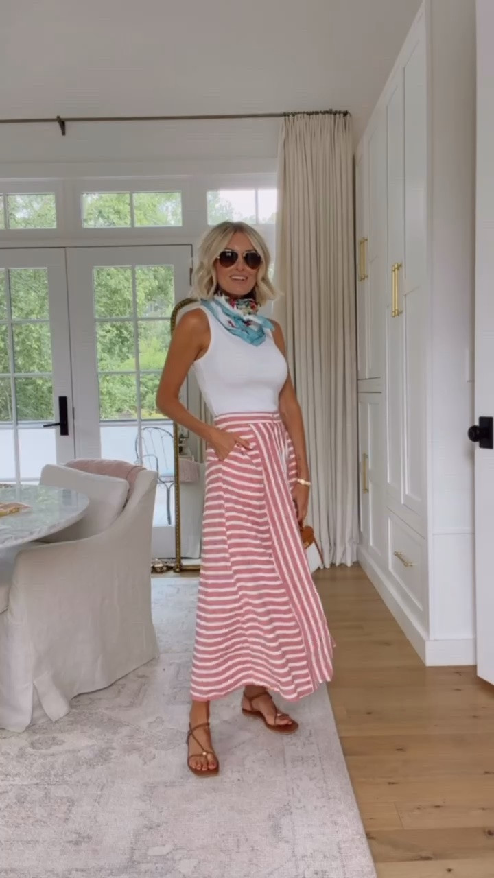Love how you can wear this striped maxi skirt for work or play this summer! Also, this look would be perfect for Europe! Wearing S in top & XS in skirt!

Loverly Grey, Target, European summer, maxi skirt, white tank, capsule wardrobe, summer outfit, scarf styling

#LTKvlog #LTKSeasonal