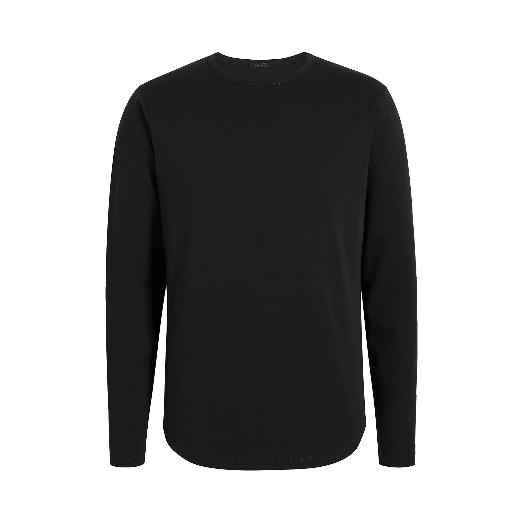 Long Sleeve Curved Hem T-Shirt | Black - nuuds | nuuds