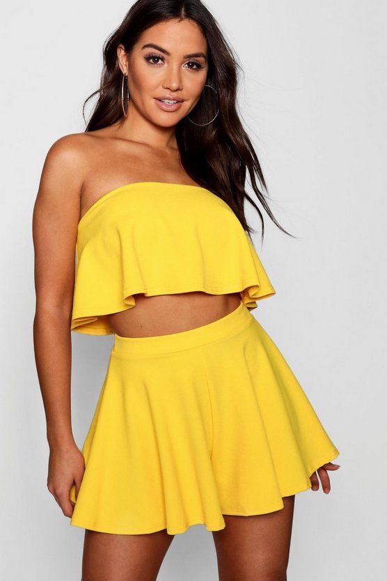 Bandeau Crop And Shorts Two-Piece Set | Boohoo.com (US & CA)