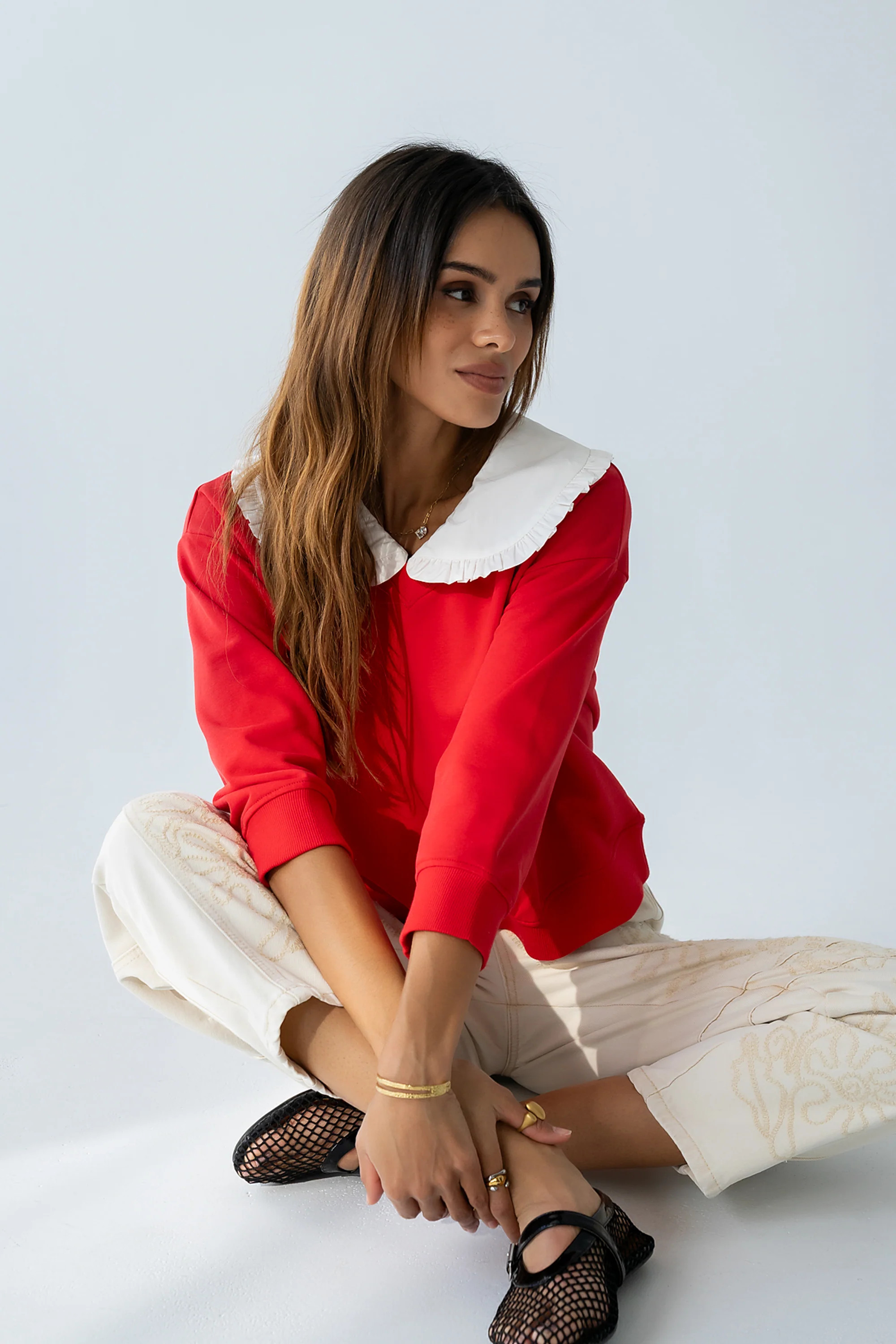 Eddie Collared Sweatshirt in Red | Böhme US