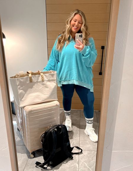 This was my travel look to Arizona - wanted to be cute and comfy to fly in! 

Wearing an XXL in this Aerie top,  a white Athleta sports bra in a 2X, Athleta Salutation 7/8 leggings 2X, and Dream Pairs sneakers. Used my favorite Ifly Walmart luggage and Amazon laptop backpack, and the tote was a gift from LTK so I linked similar! 

#LTKstyletip #LTKSeasonal #LTKplussize