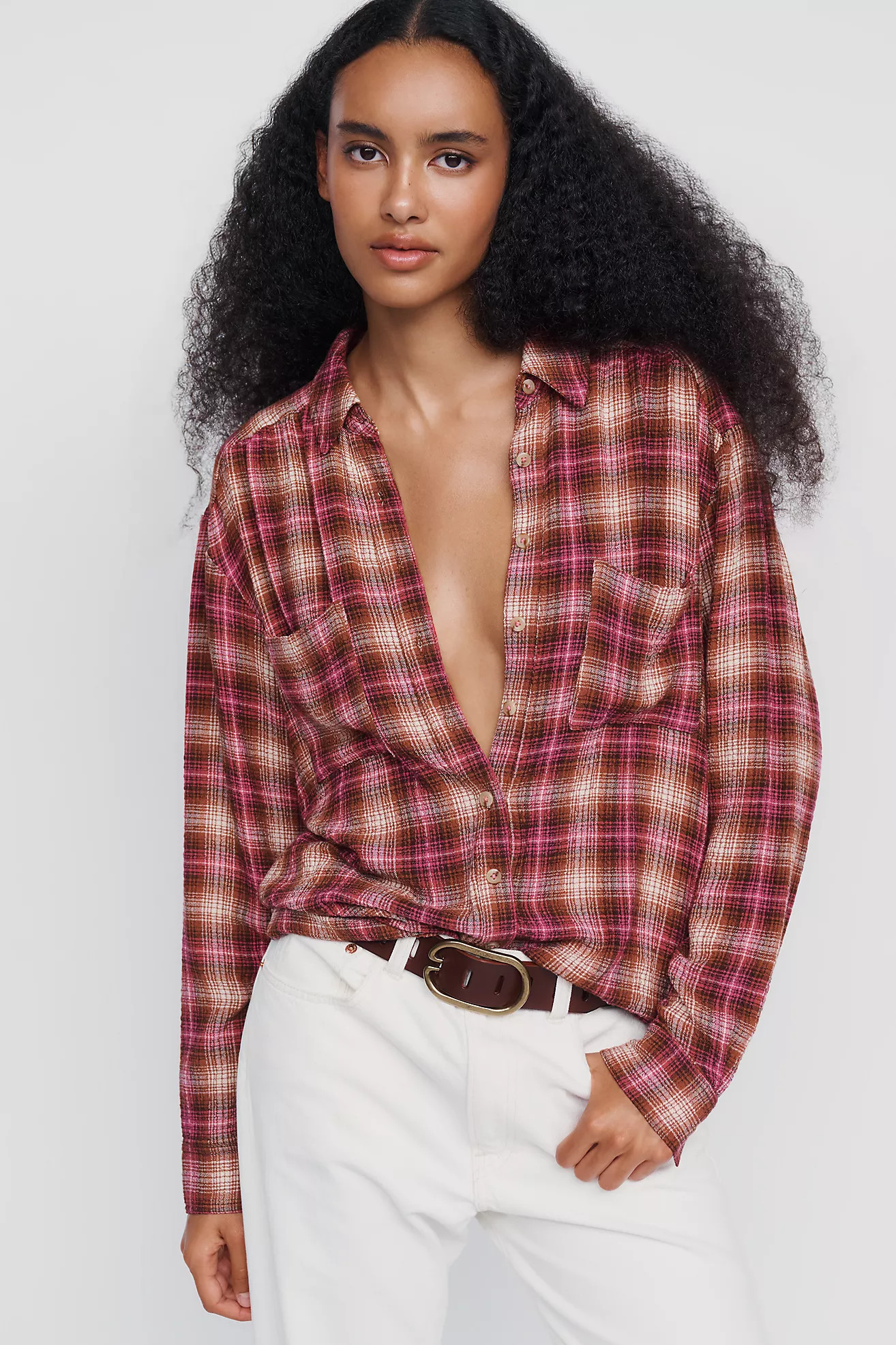 Pilcro Hadley Relaxed Plaid Buttondown Shirt | Anthropologie (US)
