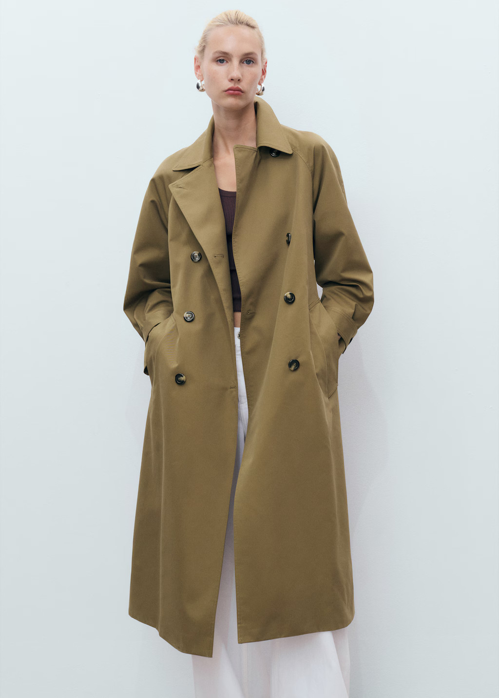 Long double-breasted trench coat - Women | MANGO United Kingdom | MANGO (UK)