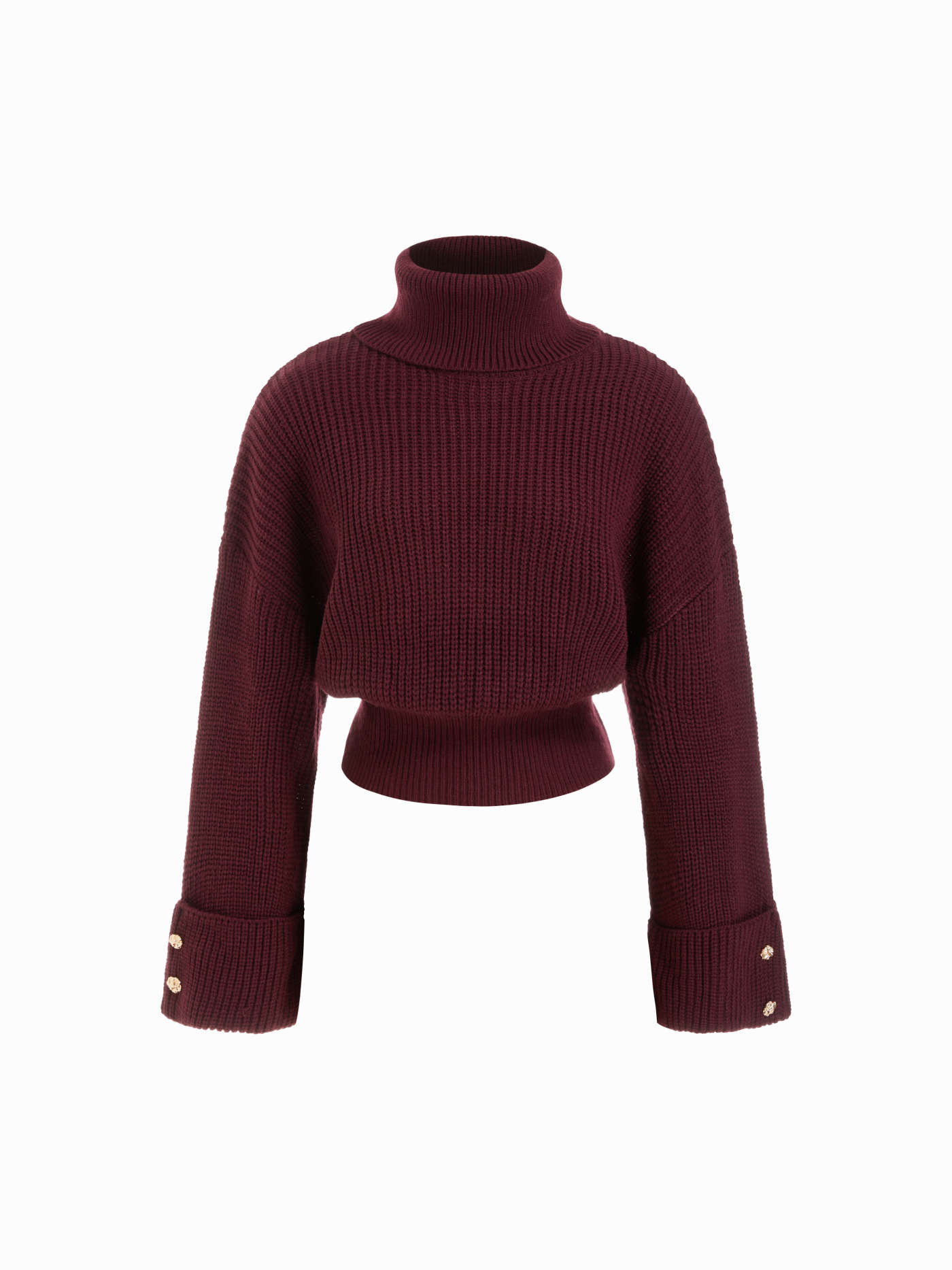 Knit Fabric Knit Turtleneck Button Long Sleeve Top For Daily Casual Work | Cider