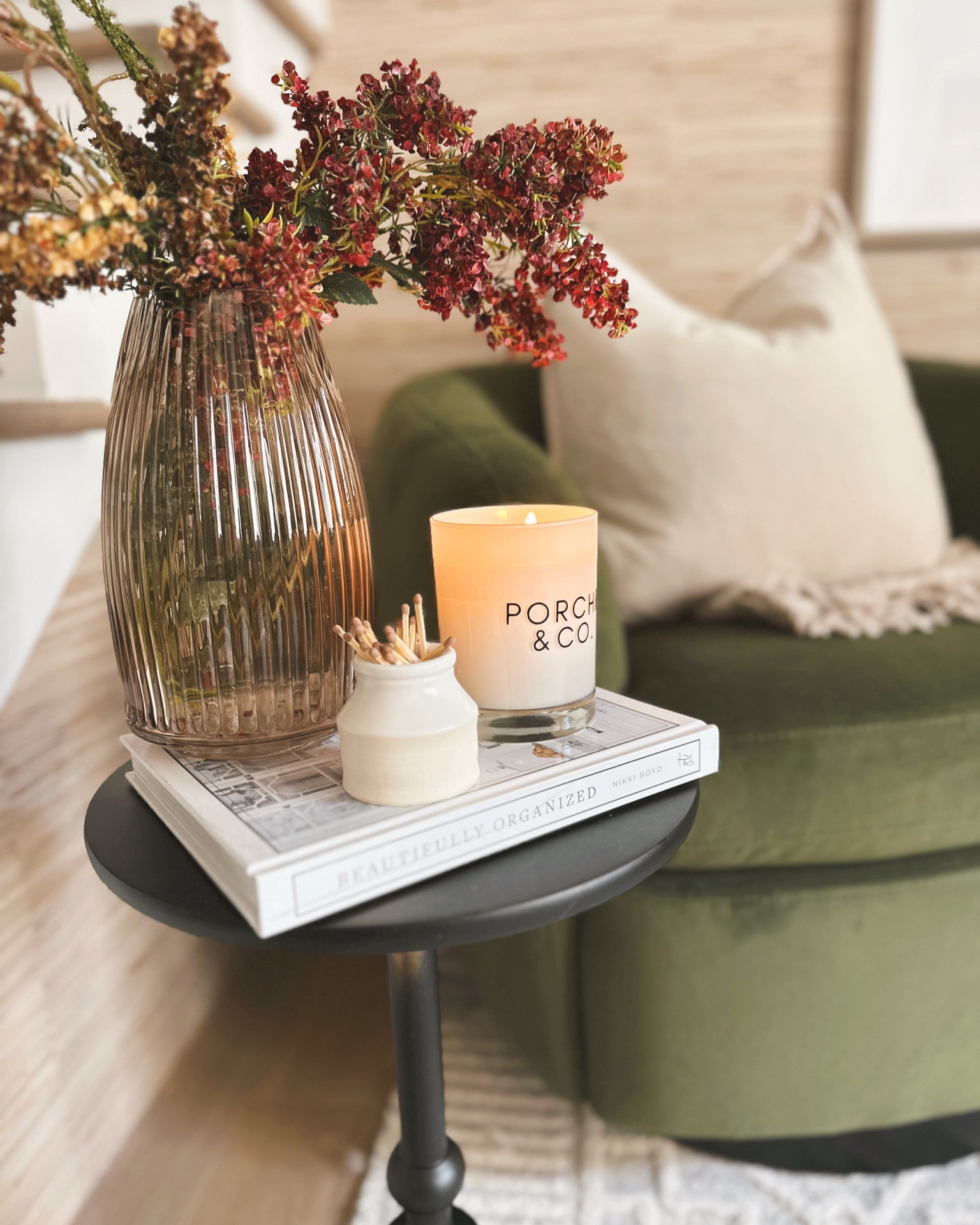 Cozy corner in my home with Joss & Main for the Fall 🍂 Velvet swivel chair, black aluminum side table with Amber vase and Fall stems 🫶🏼 Perfect chair for reading and coffee drinking ☕️ @jossandmain  #jossandmainpartner #jossandmaincommunity #jossandmainedit #myjossandmain #fall #velvet #chair

#LTKSeasonal #LTKHome