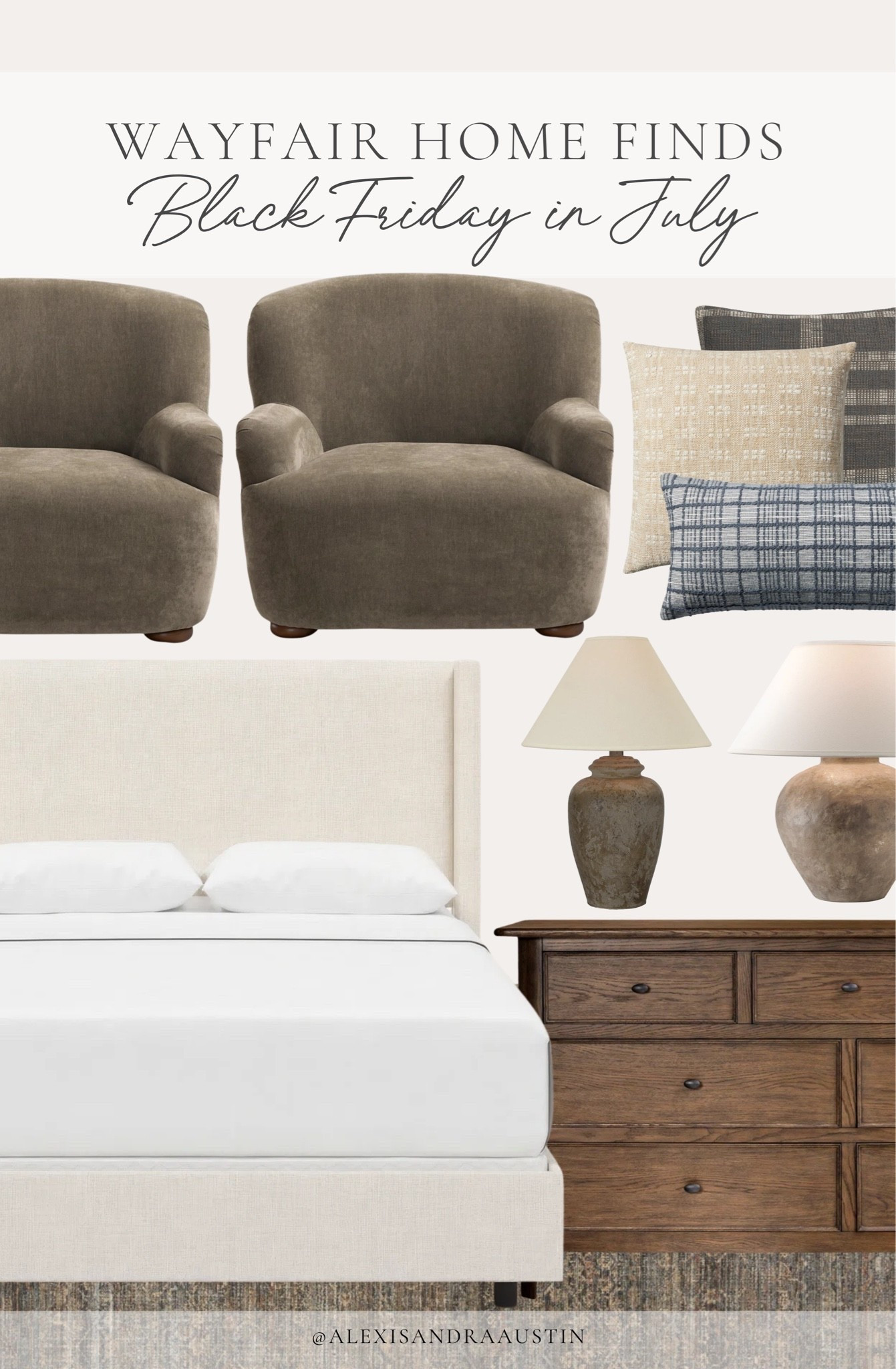 #ad The biggest sale of the summer is here during @wayfair Black Friday in July sale! Save on best selling items like my all time favorite Tilly bed and collected style pieces. Shop up to 80% off with free shipping site wide from 7/23 to 7/27.

#Wayfair #WayfairPartner 

Home finds, neutral home inspo, furniture favorites, summer refresh, collected style, timeless home inspo, Wayfair, bedroom refresh, summer refresh, cozy accent chair, linen upholstered bed, cozy table lamp, dresser details, collected style pillow, quality over quantity, deal of the day, sale alert, vintage style area rug, shop the look!

#LTKHome #LTKSaleAlert #LTKSeasonal