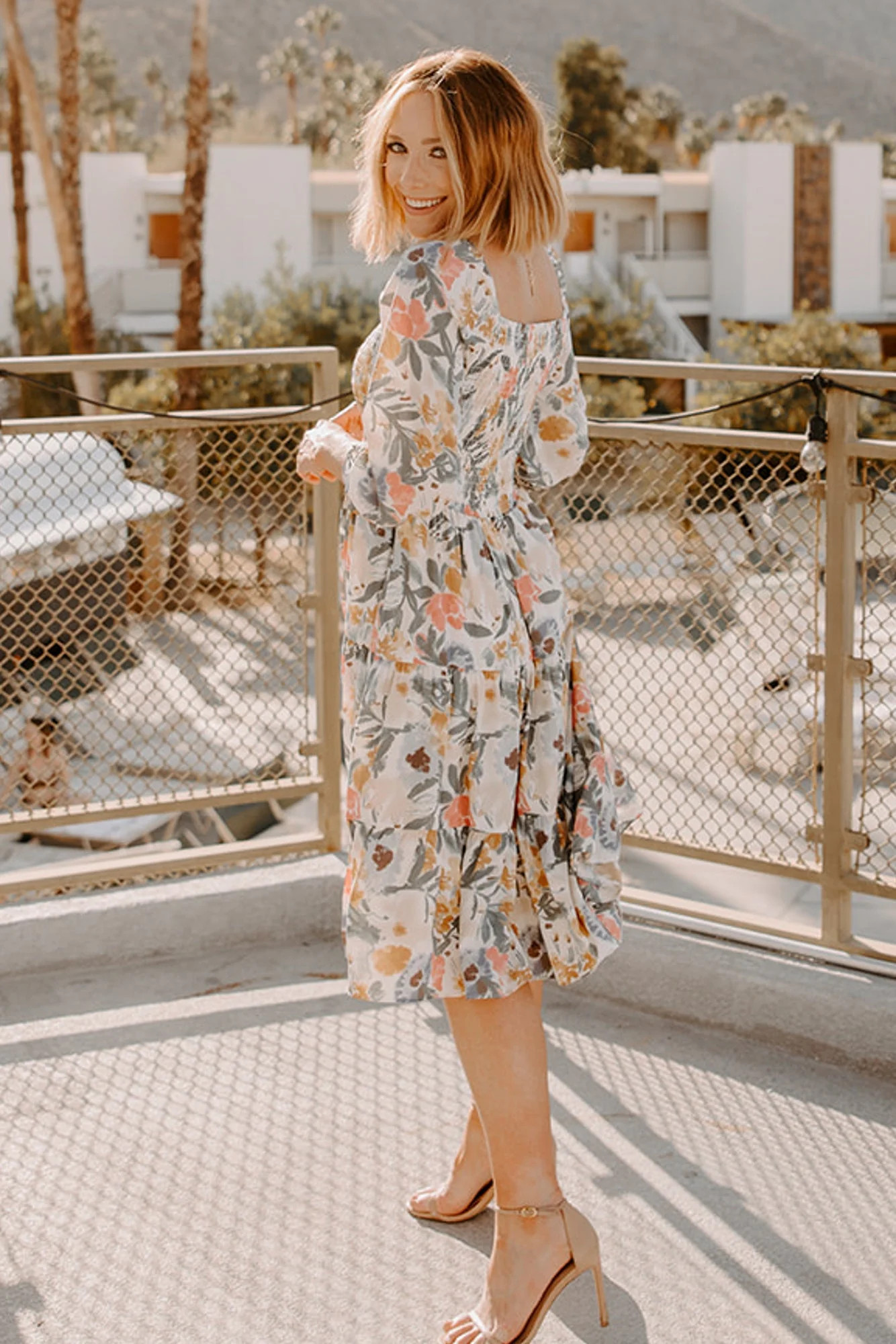 Marta Smocked Midi Dress | Night Bloom | Baltic Born