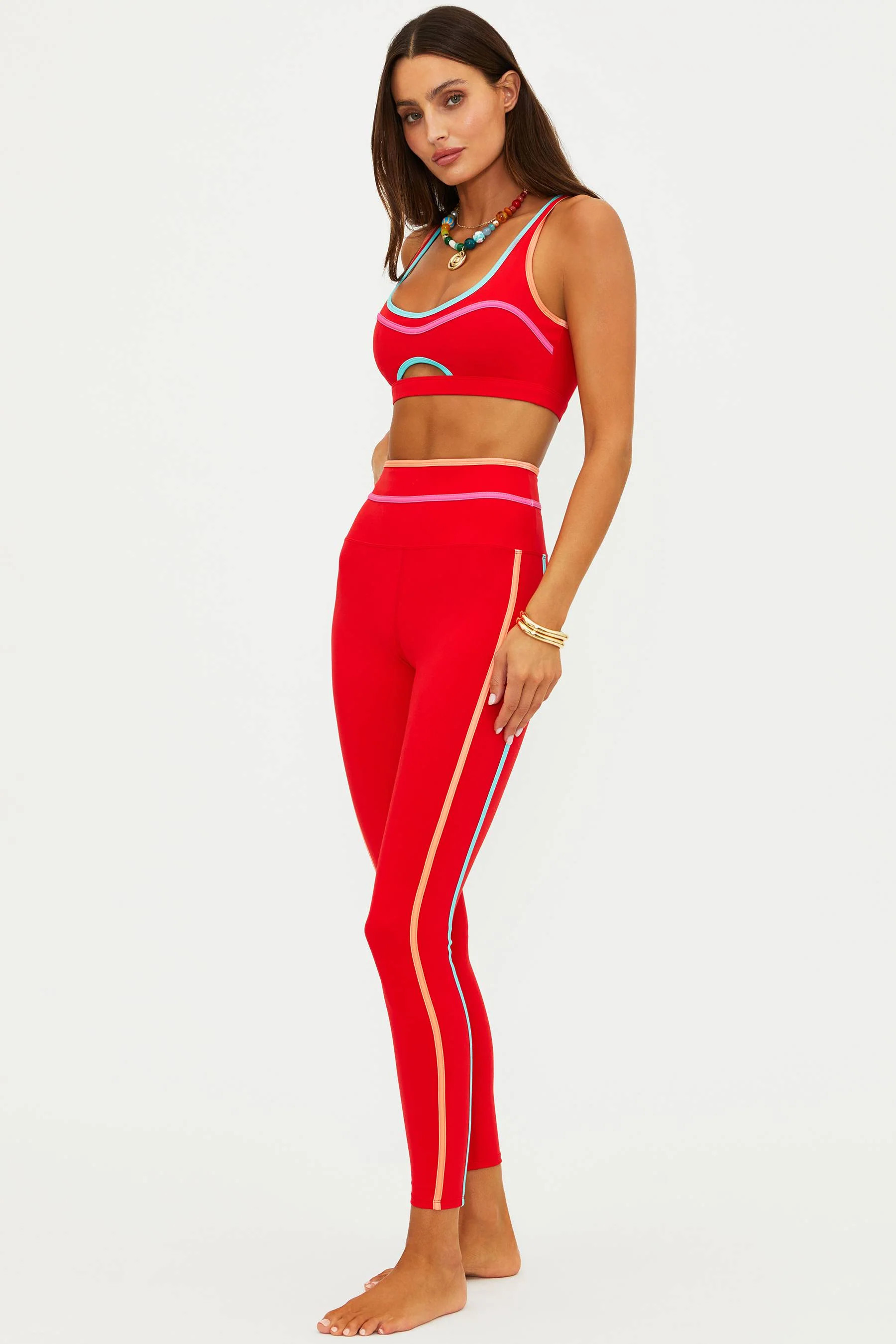 Solara Legging Strawberry Smoothie Matte | Colorblock Coral Legging | Beach Riot | Beach Riot