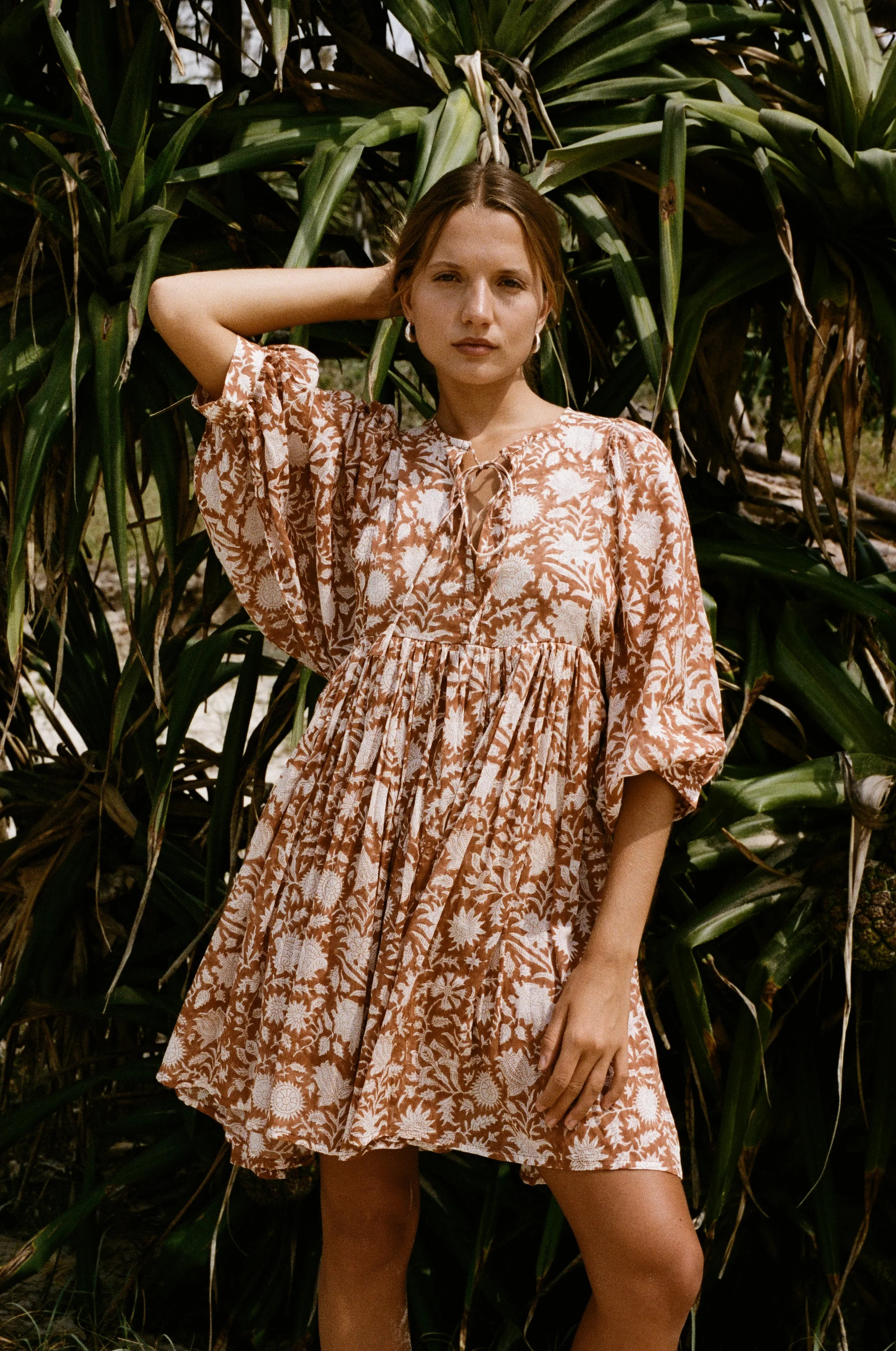 Kyra Mini Dress ~ Caramel | Daughters of India