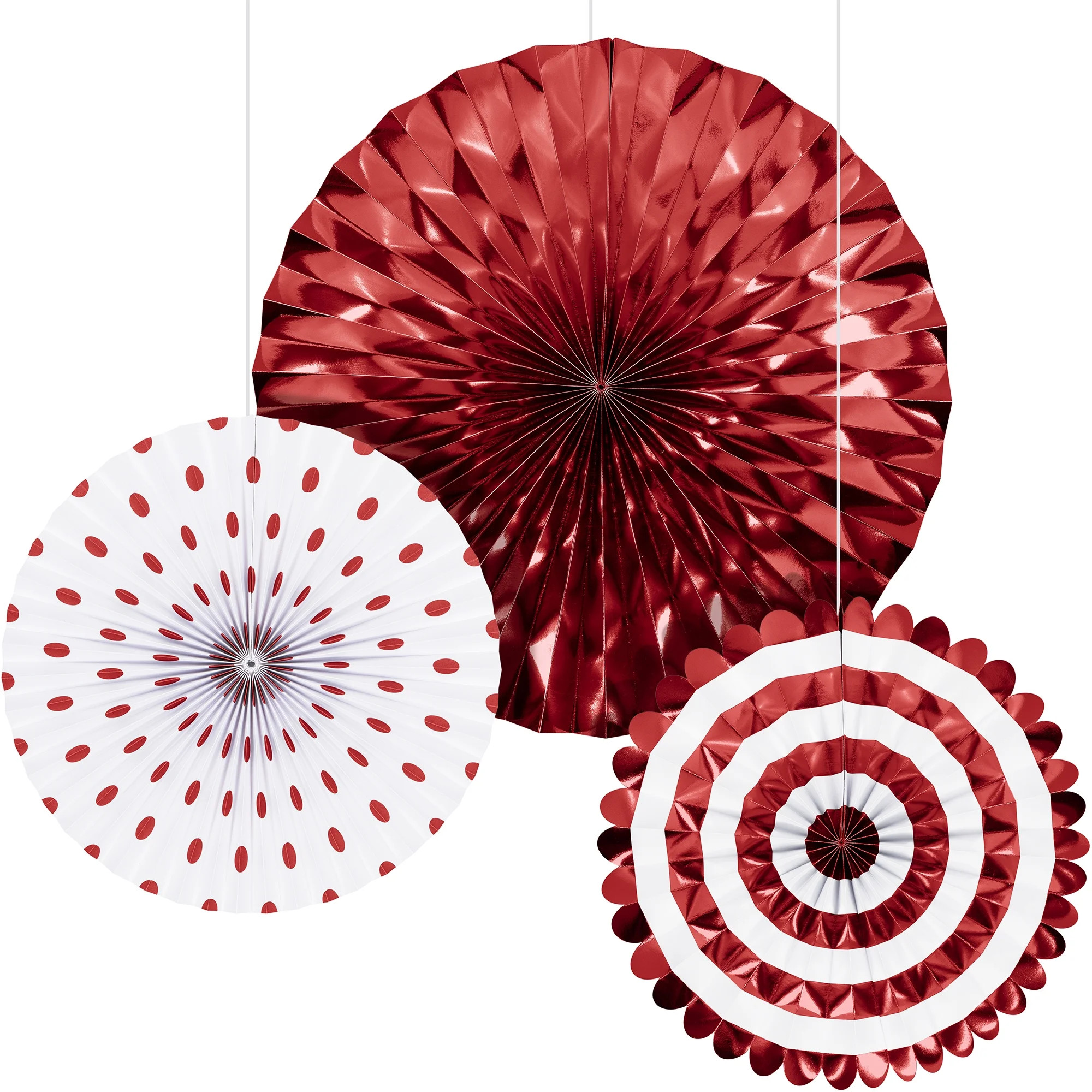 Red Paper Fan Decoration by Way to Celebrate 3 Pieces | Walmart (US)