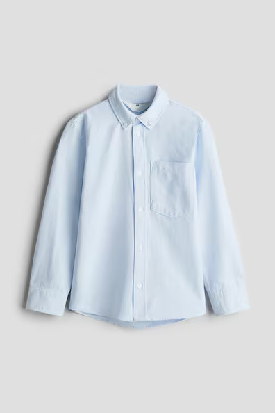 H & M - Button-down Cotton Shirt - Blue | H&M (US + CA)