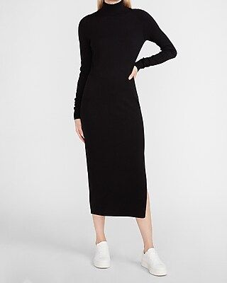 Turtleneck Maxi Sweater Dress Black Women's XL | Express