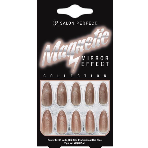 Salon Perfect Artificial Nails, 121 Magnetic Silver, File & Glue Included, 30 Nails | Walmart (US)