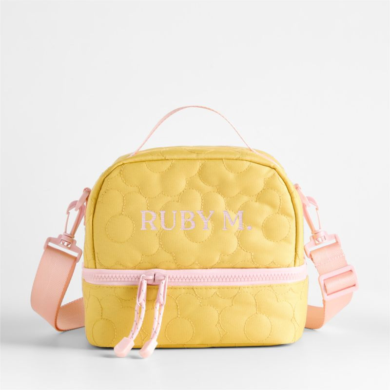 Dreamer Quilted Yellow Flower Dual Compartment Soft Insulated Kids Lunch Box + Reviews | Crate & ... | Crate & Barrel