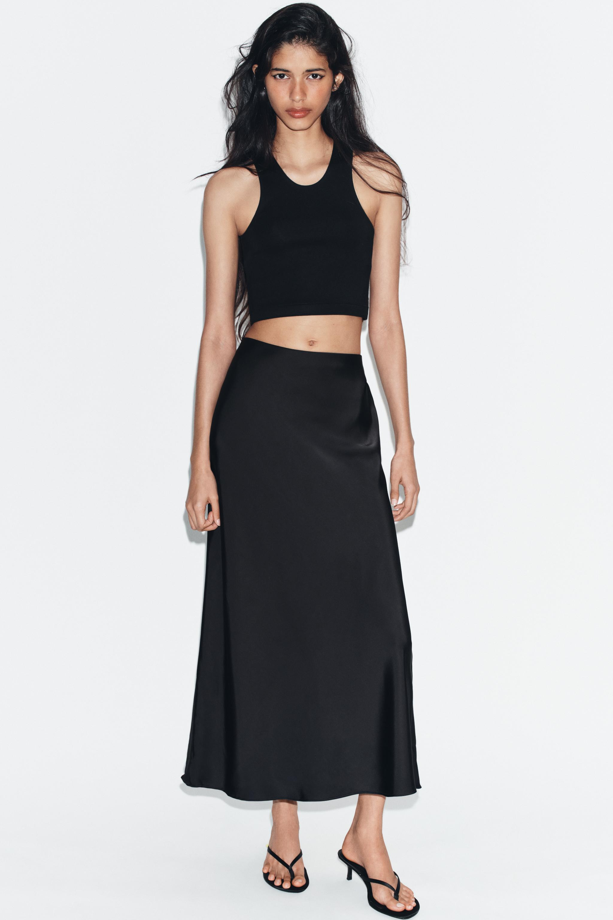 JUPE MI-LONGUE SATIN\u00c9E \u00c0 POIS | Zara FR