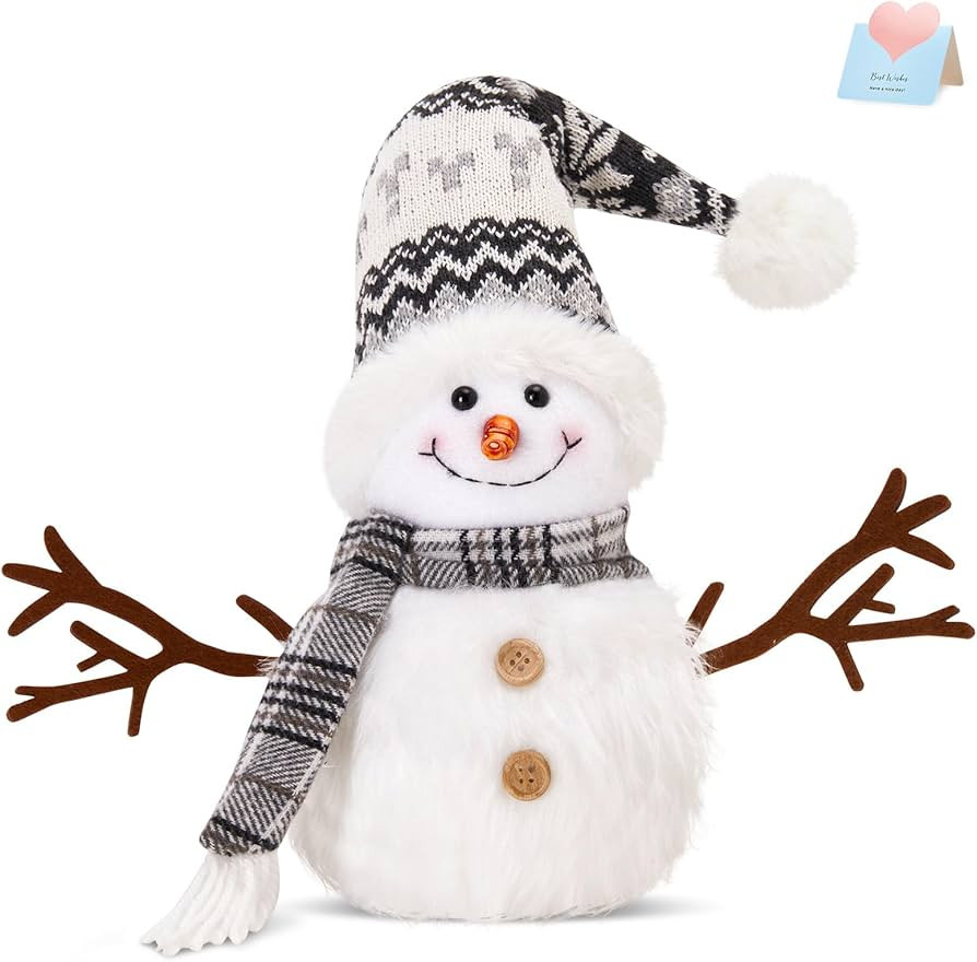 Athionsu 9.5 Inch Christmas Snowman Figurine Festive Holiday Decoration, Adorable Winter Décor f... | Amazon (US)