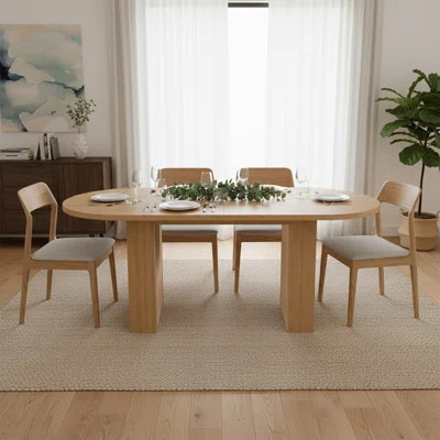 62.93 Inches Wide Wood Oval Dining Table kitchen Table | Wayfair North America