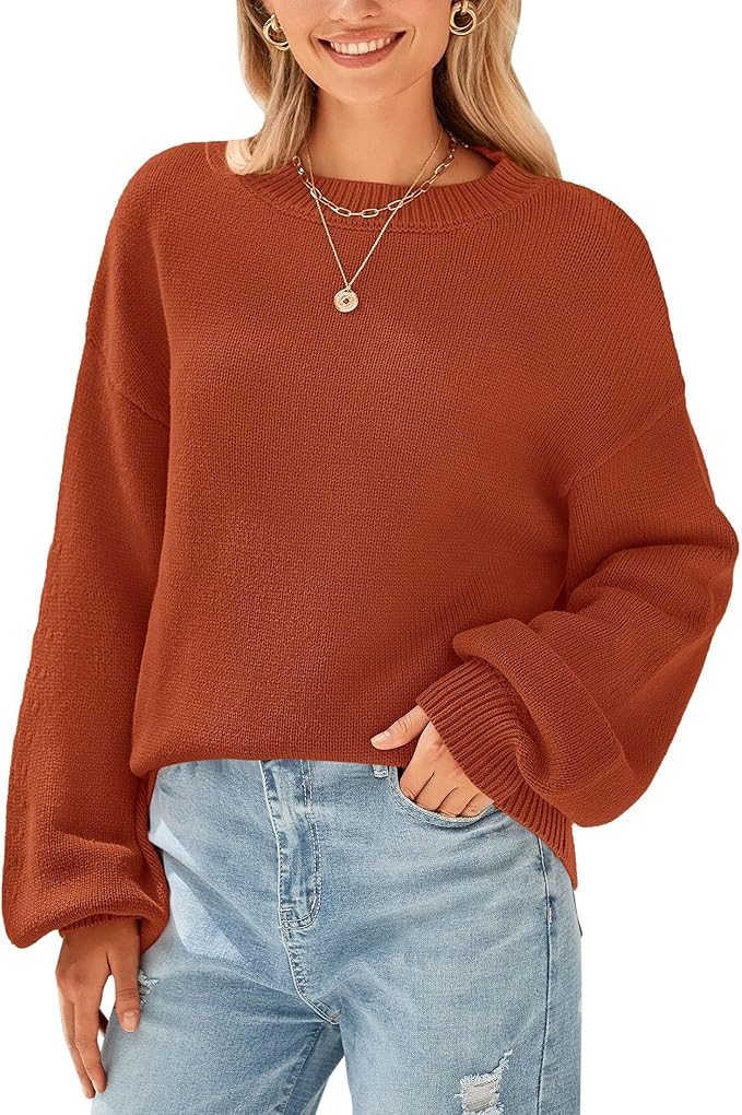 PRETTYGARDEN Women's 2024 Winter Chunky Knit Sweater Casual Long Lantern Sleeve Crewneck Pullover... | Amazon (US)