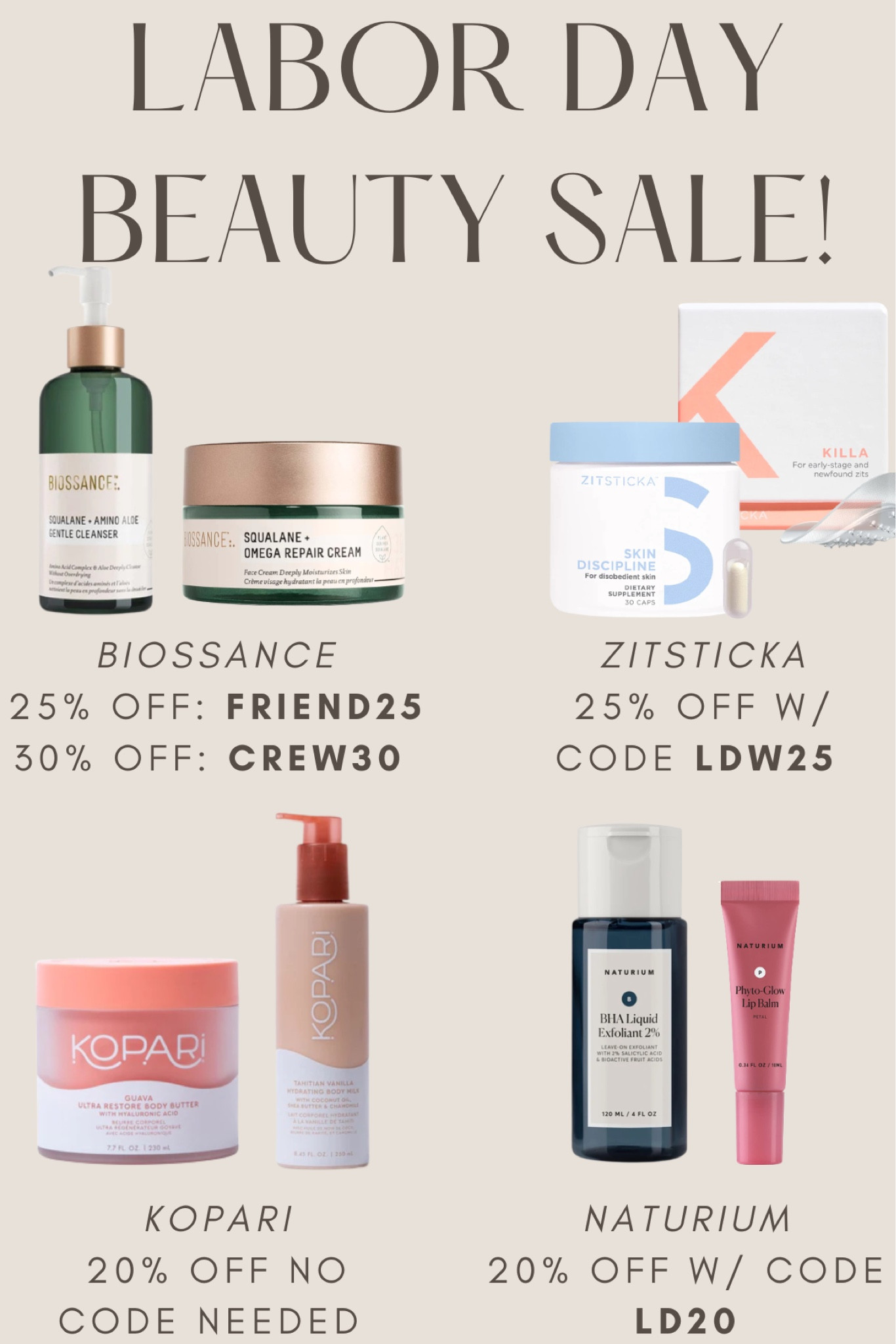 So many beauty sales this Labor Day Weekend! Here are some of my favorite brands 💞 #labordaysale #ldwsale #beautysale #skincaresale 

#LTKbeauty #LTKunder100 #LTKSale