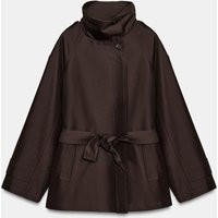 Zara - Stand-Collar Belted Trench Coat - Brown - Xs - Woman | Zara US