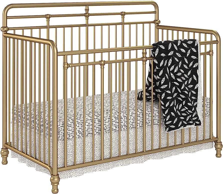 Little Seeds Monarch Hill Hawken 3 in 1 Convertible Metal Crib, Gold | Amazon (US)