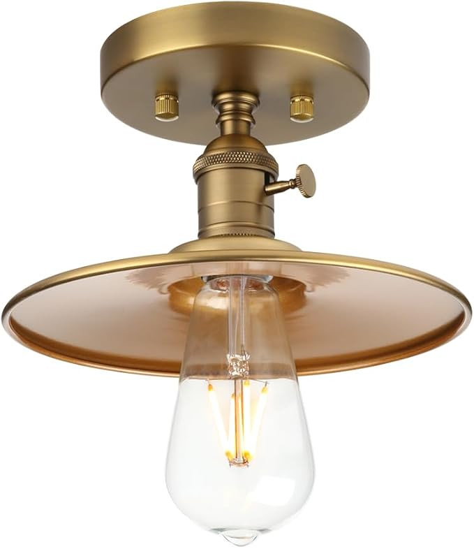 Ceiling Light Fitting E26 Vintage Metal Shade Hanging Semi Flush Mount Pendant Lamp, Industrial E... | Amazon (US)