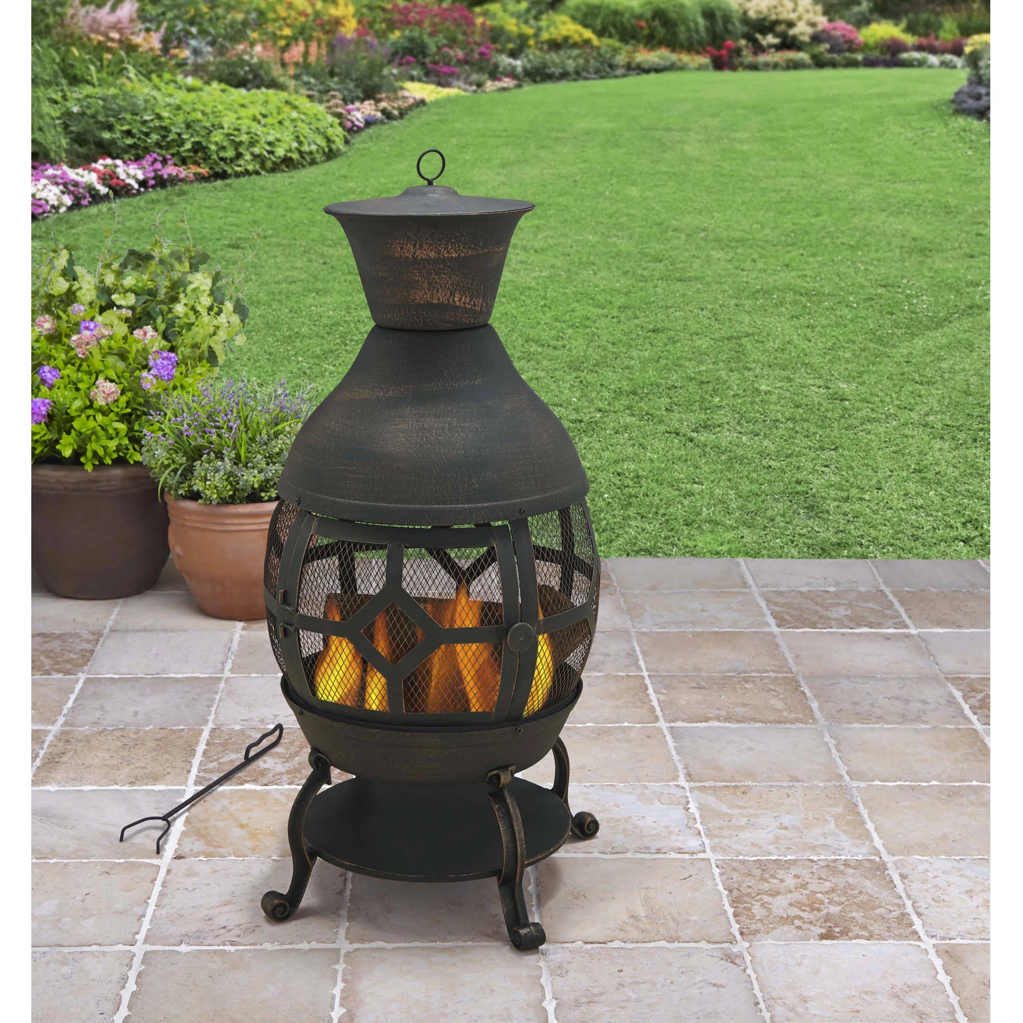 Better Homes and Gardens Wood-burning Cast Iron Chiminea, Antique Bronze - Walmart.com | Walmart (US)