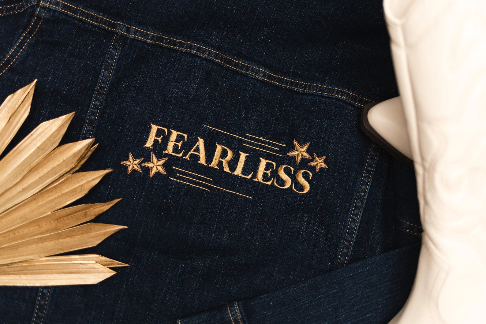 Fearless Embroidered Denim Jacket | Etsy (US)