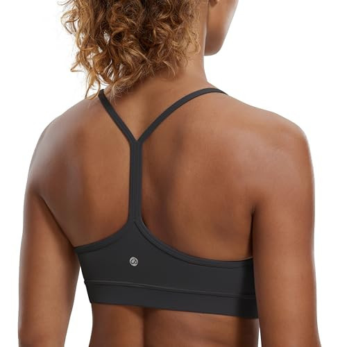 CRZ YOGA Butterluxe Y Back Sports Bras for Women - Padded Racerback Low Impact Spaghetti Thin Strap Workout Yoga Top Mysterious Grey X-Large | Amazon (US)