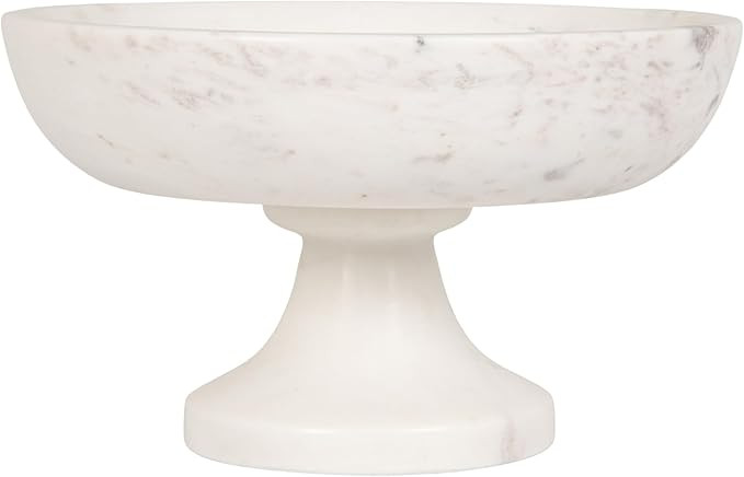 Bloomingville Marble Footed Pedestal Bowl, White | Amazon (US)