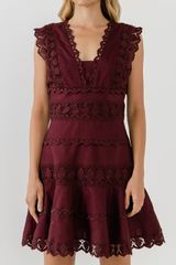 Plunging Neck Lace Trim Dress | OBJECTRARE