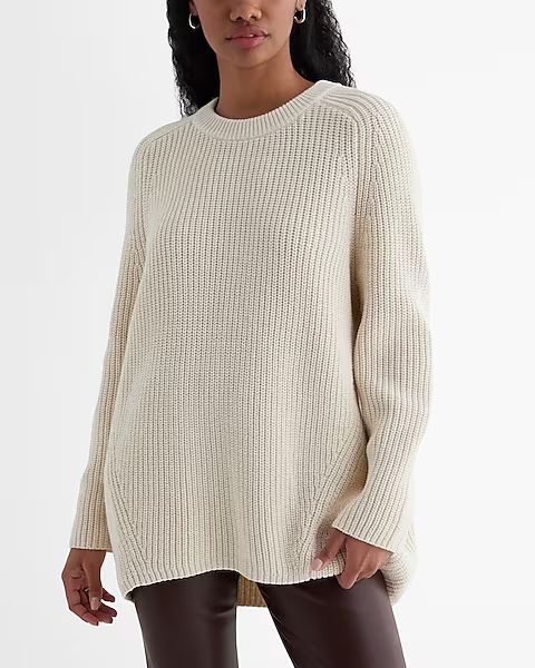London Ribbed Knit Crew Neck Oversized Sweater | Express