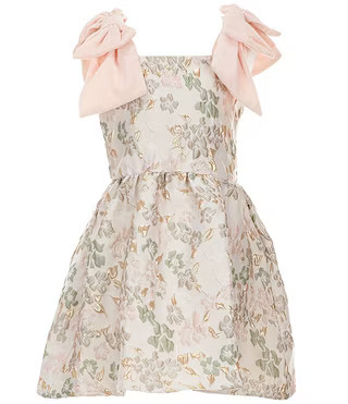 GB Big Girls Baroque Floral Bow Strap Dress | Dillard's | Dillard's