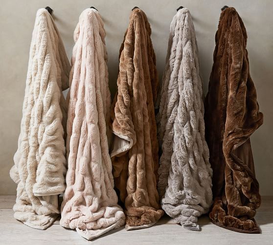 Faux Fur Ruched Throws | Pottery Barn (US)