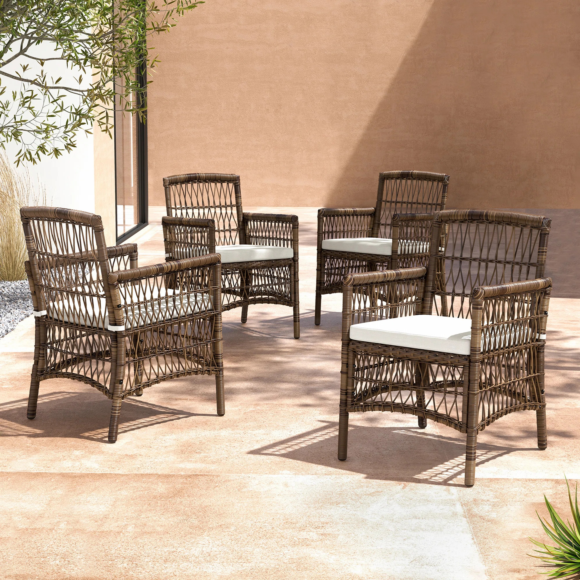 Outdoor Dining Armchair With Cushion (set Of 4) | Wayfair North America