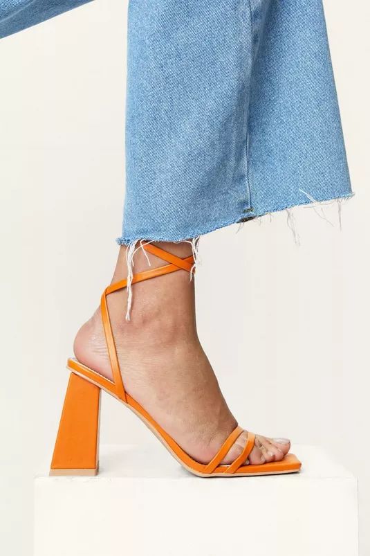 Faux Leather Strappy Tie Ankle Heels | Nasty Gal (US)