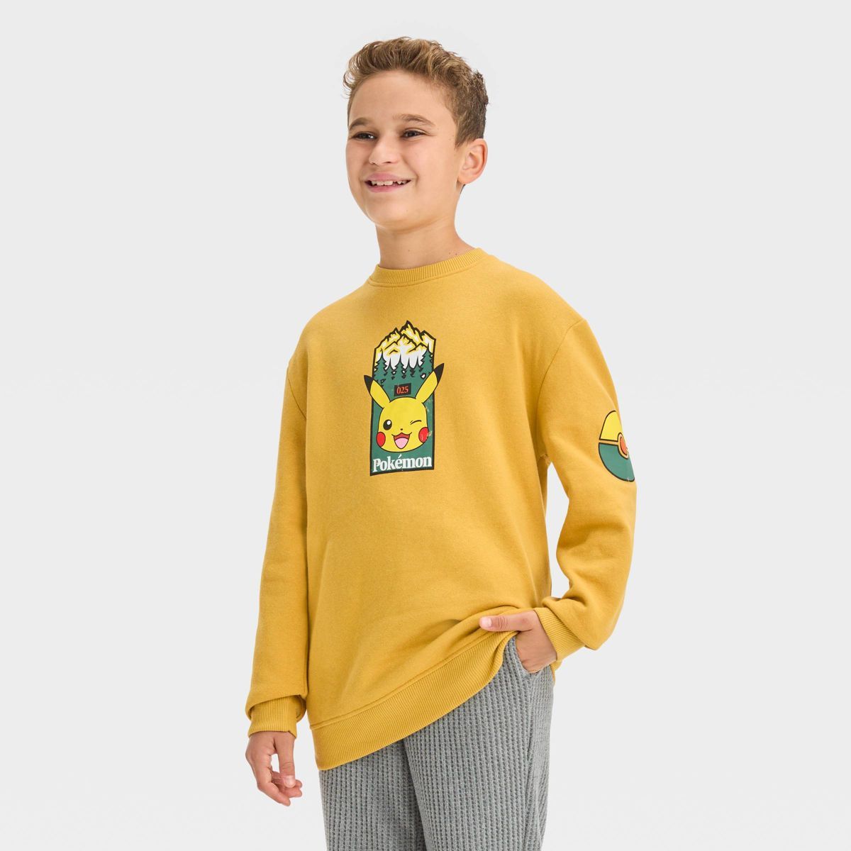 Boys' Pokemon Pullover Sweatshirt - Mustard Yellow | Target