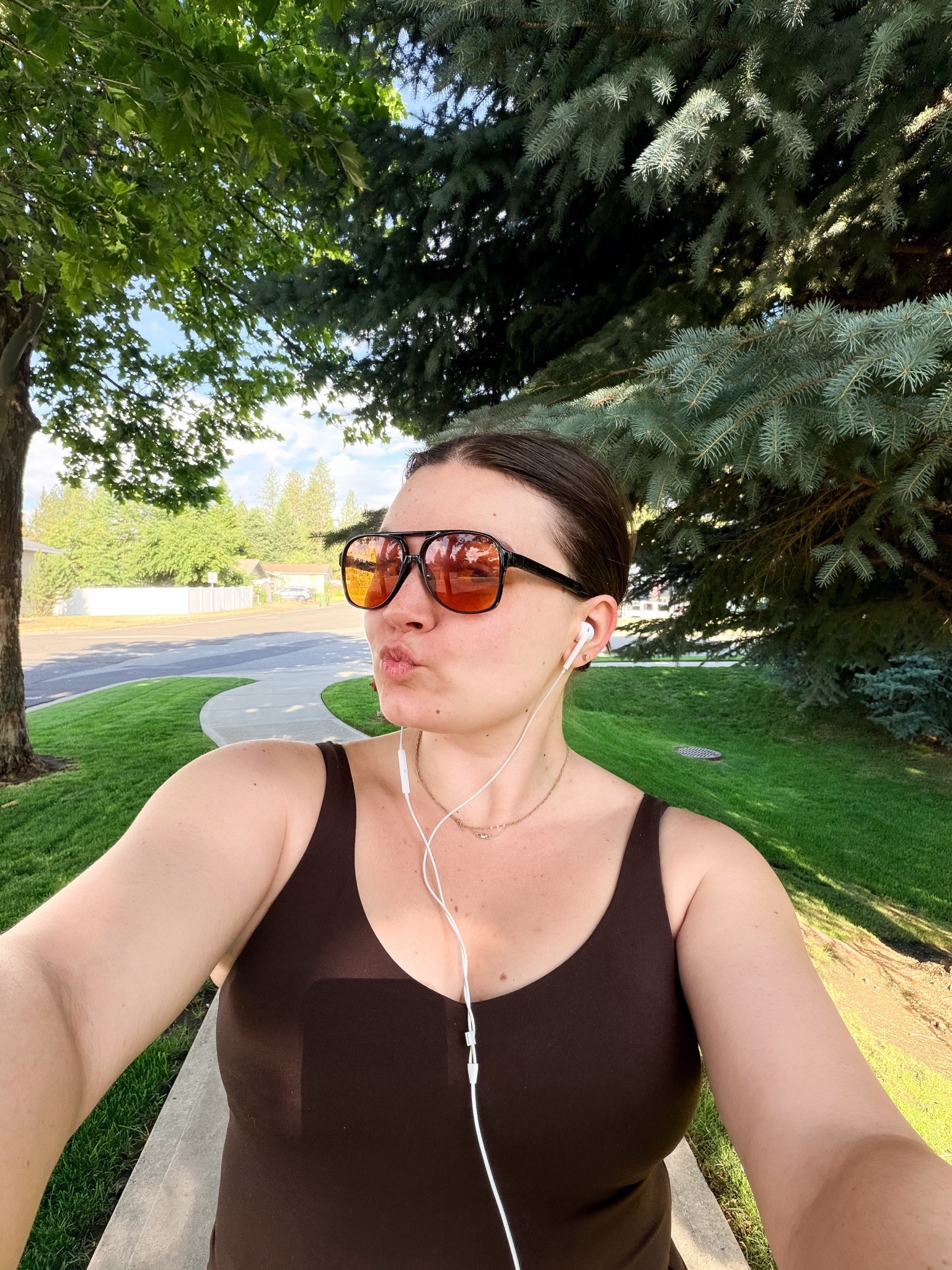 Same tank and leggings for my walk! These are great midsize low impact pieces. Add some fun sunnies and you could wear this to coffee after!

#LTKootd #LTKMidsize #LTKfitnessgoals