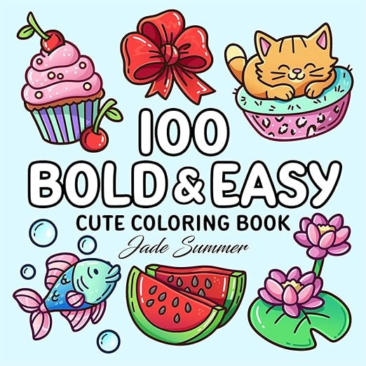 100 Bold Coloring Book: Simple, Easy, and Large Print Designs for Adults and Kids with Animals, F... | Amazon (US)