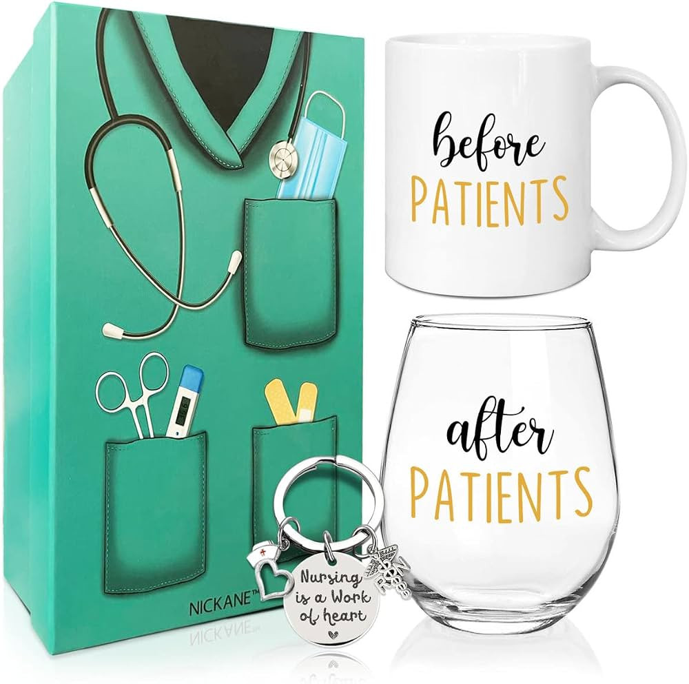 NICKANE Before, After Patients Set | 11oz Coffee Mug, 15oz Wine Glass | Nurse Graduation Gift Ide... | Amazon (US)