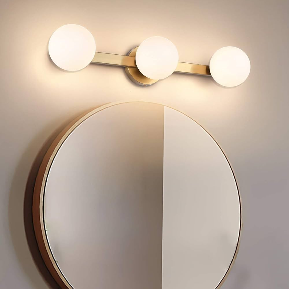 Joosenhouse Modern Bathroom Vanity Light Fixtures 3-Light with Milky Glass Shade Industrial Bath ... | Amazon (US)