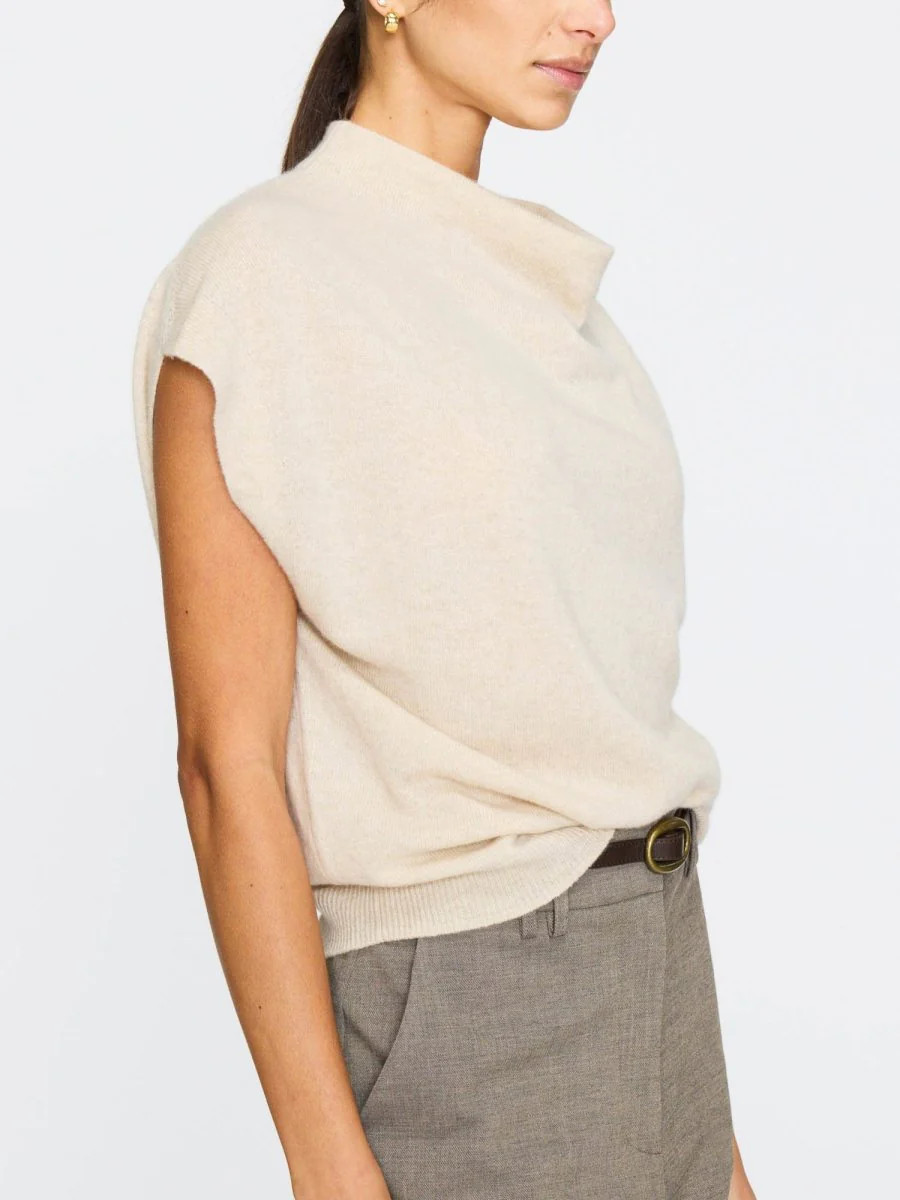 Women's Morten Funnel Neck Cashmere Top in Bisque Mélange | Brochu Walker | Brochu Walker